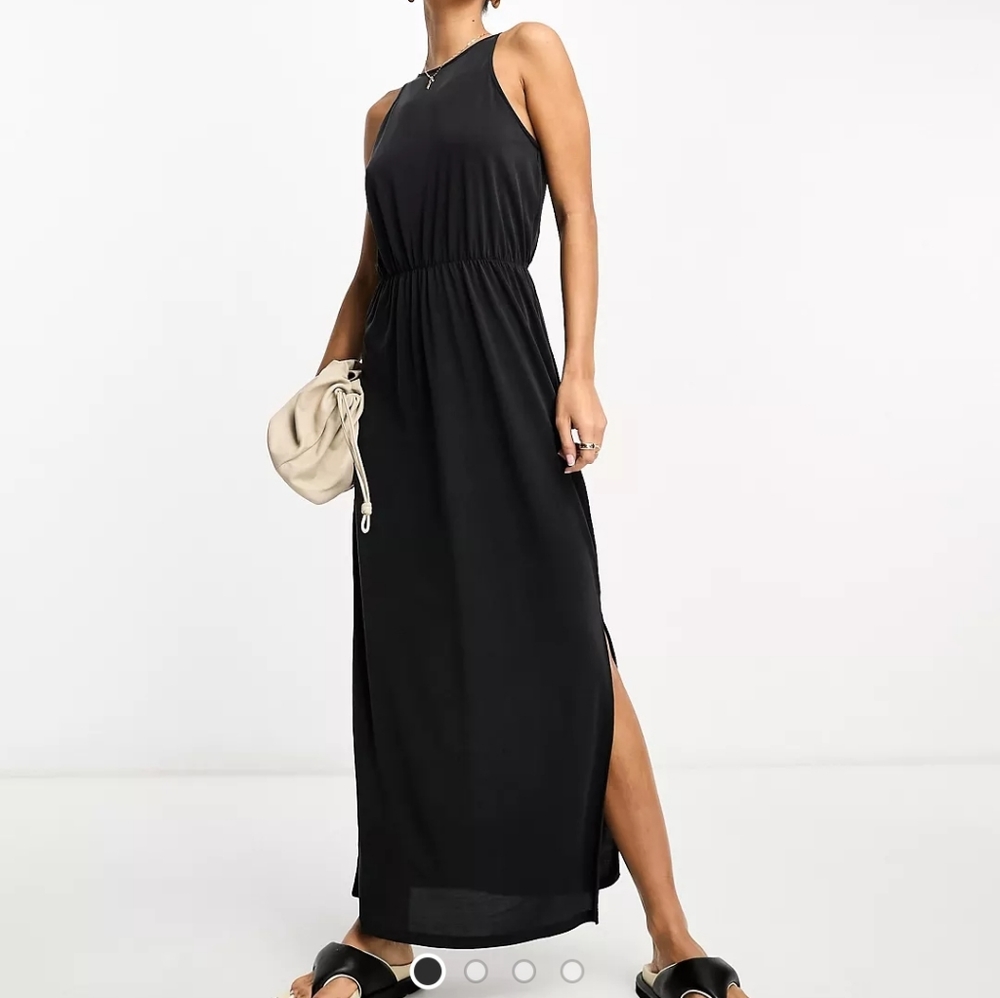 Villa slinky racer neck maxi dress with split sides